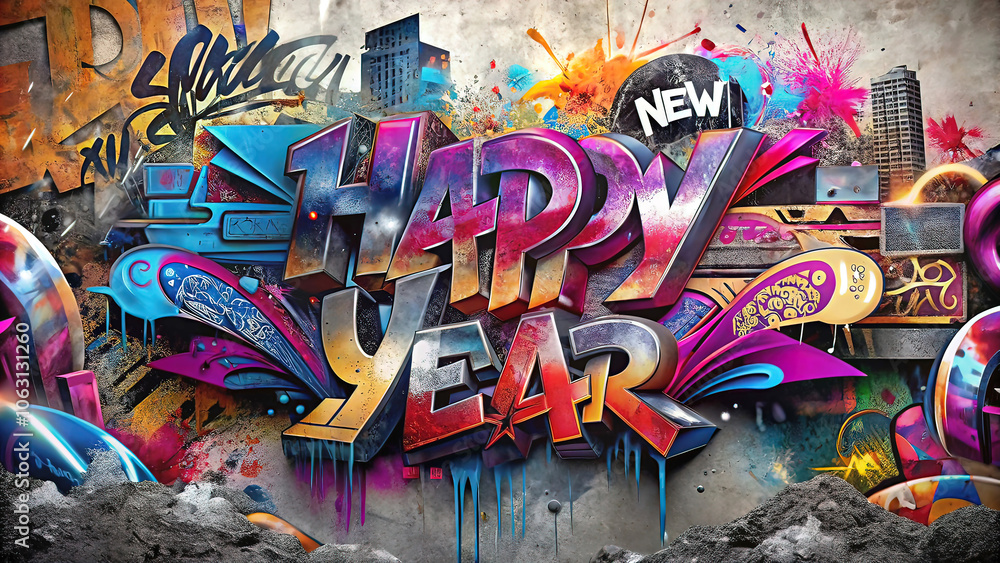 Naklejka premium Vector illustration for Happy New Year and Merry Christmas greeting card, party invitation card, website banner, social media banner, christmas tree,