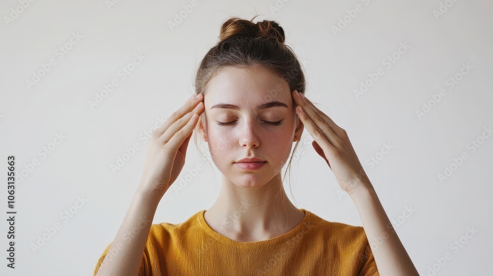 Young Woman Practicing Relaxation Techniques at Home