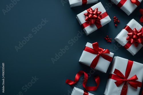 Christmas Presents on Dark Background