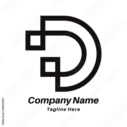 D letter logo design icon