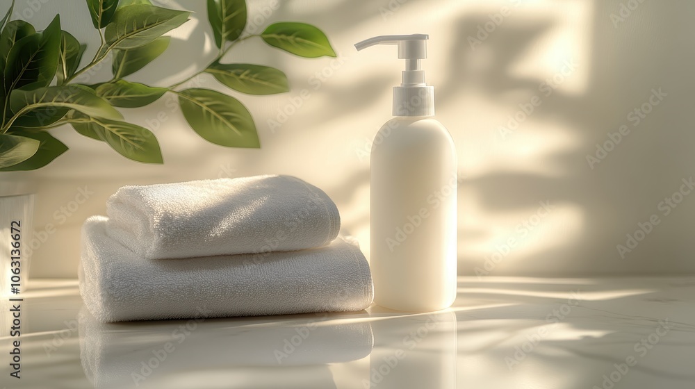 Bathroom Essentials with Sunlit Leaves Bathroom Essentials with Sunlit Leaves