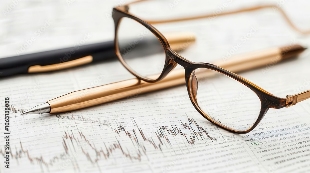Investor reviewing stock market report highlighting assets on sale, buy opportunity Investor reviewing stock market report highlighting assets on sale, buy opportunity