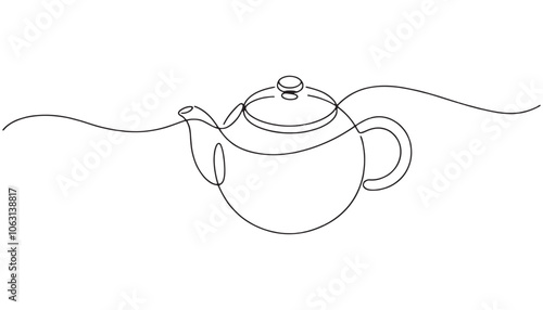 Continuous one Line Drawing of Teapot