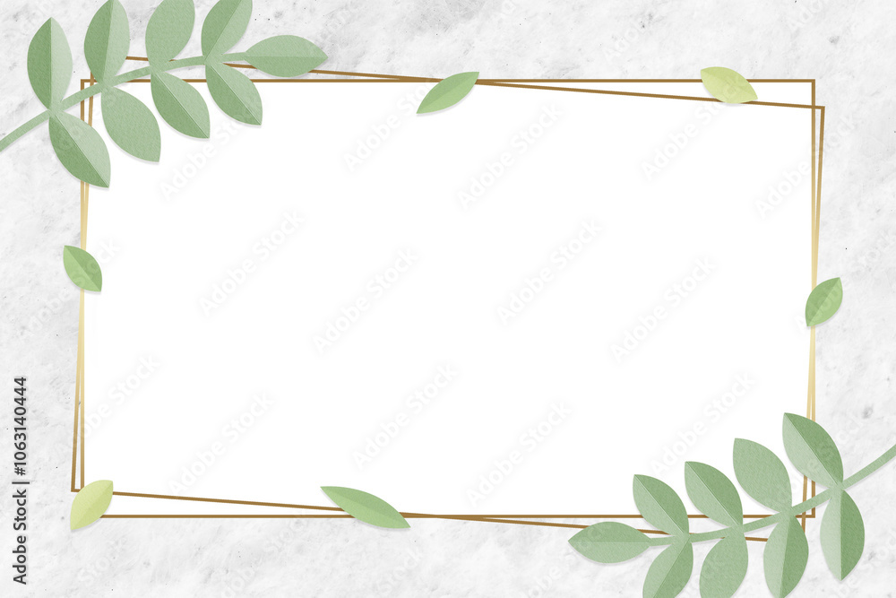 Leafy rectangle golden frame design element Leafy rectangle golden frame design element