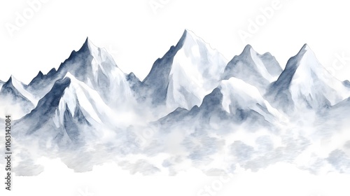 Wallpaper Mural Isolated watercolor mountain clipart with a white background, spaced out for use in designs. This minimalist mountain landscape illustration is ideal for nature-themed projects Torontodigital.ca