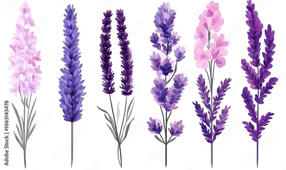 Naklejka premium generation AI,flowers_clip art_set_illustration_in_watercolor