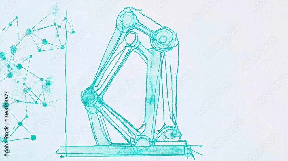 Obraz premium Robotic Structure Sketch: Engineering Innovation