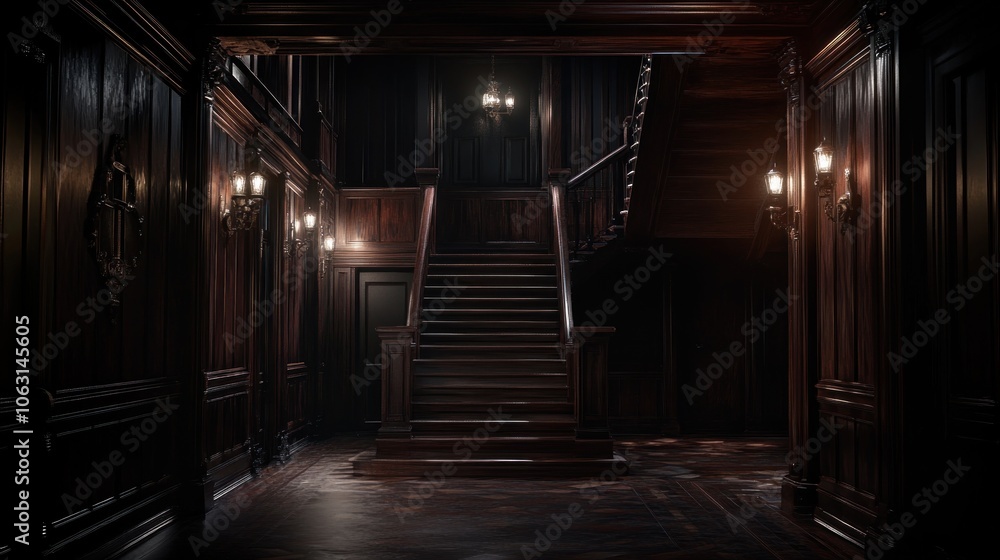 Dark Interior of a Grand Staircase Dark Interior of a Grand Staircase