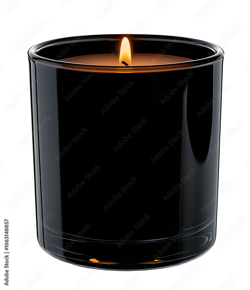 Black glass candle isolated. Black glass candle isolated.