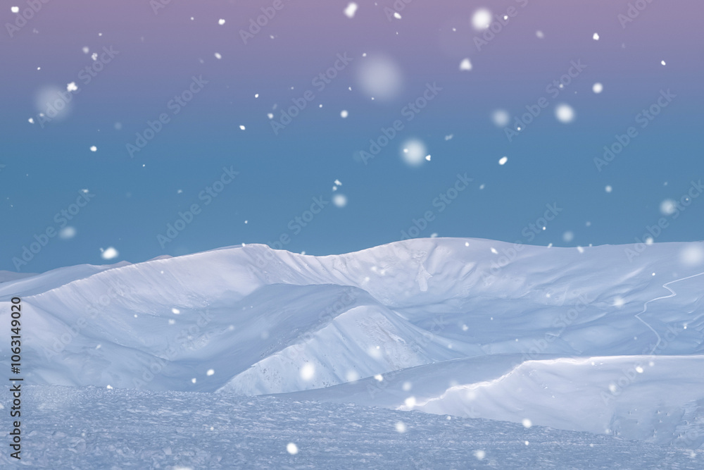 magical sunrise on a mountain peak. snowy Mountain peaks. fairytale calming landscape magical sunrise on a mountain peak. snowy Mountain peaks. fairytale calming landscape