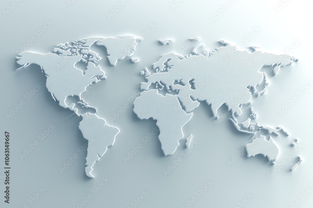 3D World Map in White Relief 3D World Map in White Relief