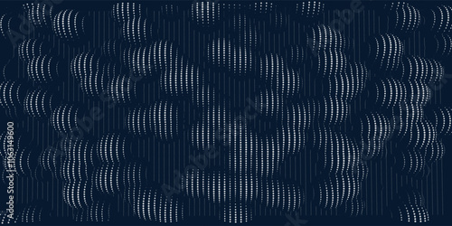 Abstract black lines on blue background. Chaotic lines texture. Pattern with labirint effect.