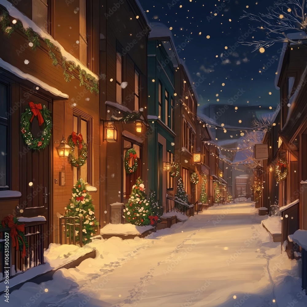 Fototapeta premium anime background for xmas theme, with nice colors