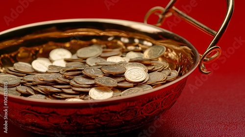 Explore the perceived value and price premium of coins in a decorative bowl to enhance your financial aesthetics photo