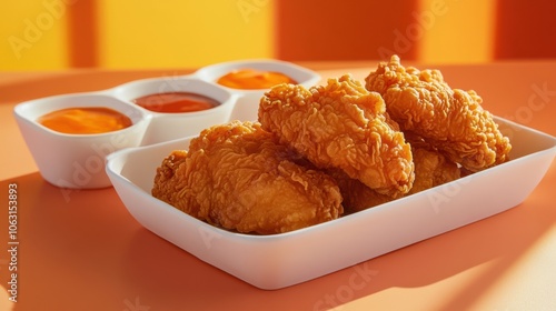 A minimalistic yet stylish table setting with Popeyes chicken photo