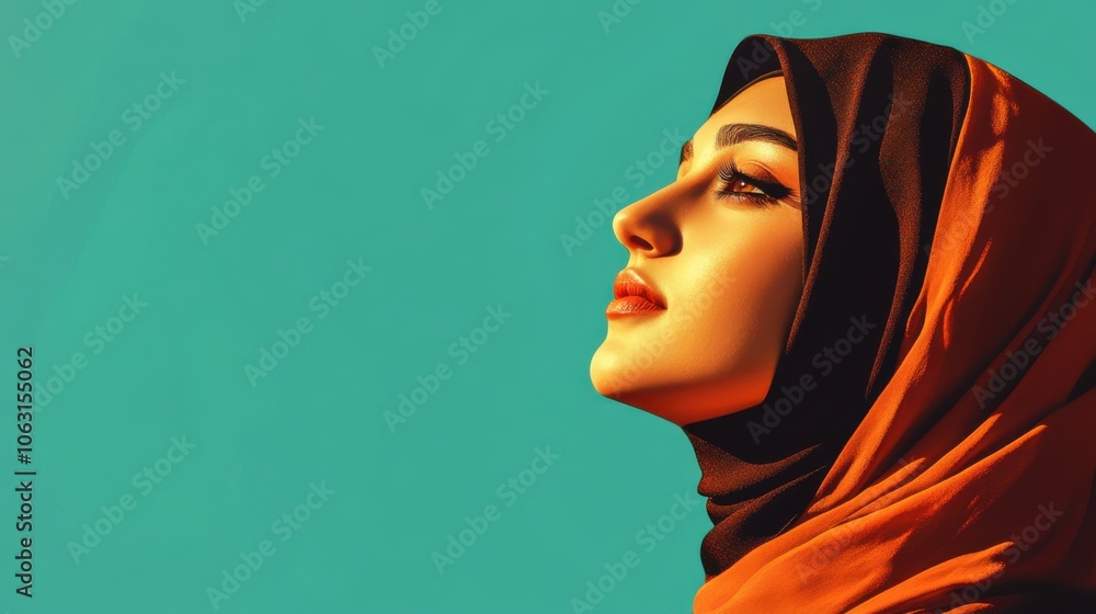 A Muslim woman wearing a hijab, with a single-color background, A Muslim woman wearing a hijab, with a single-color background,