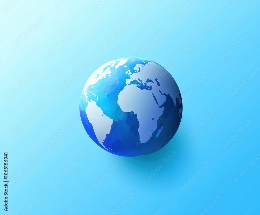 3D Blue Globe on Gradient 3D Blue Globe on Gradient