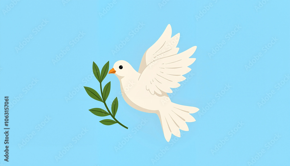 Dove with Olive Branch on Light Blue Background for Peace Symbol Dove with Olive Branch on Light Blue Background for Peace Symbol