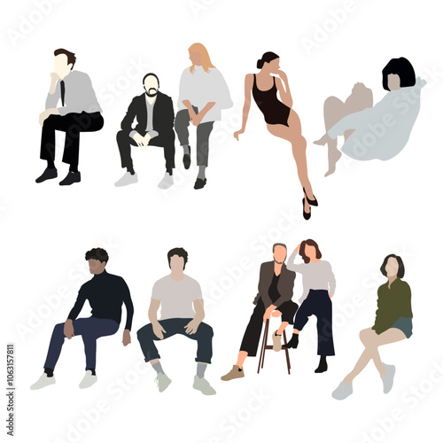 Explore the vibrant energy of human connection with this set of 10 colorful silhouettes, beautifully illustrated in a flat style, perfect for various design projects and creative endeavors.