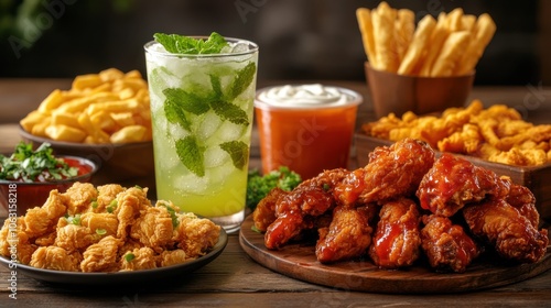 A refreshing mojito paired with Popeyes chicken, photo