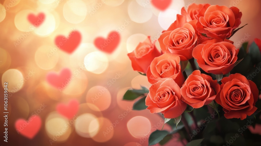 A romantic background featuring a vibrant bouquet A romantic background featuring a vibrant bouquet