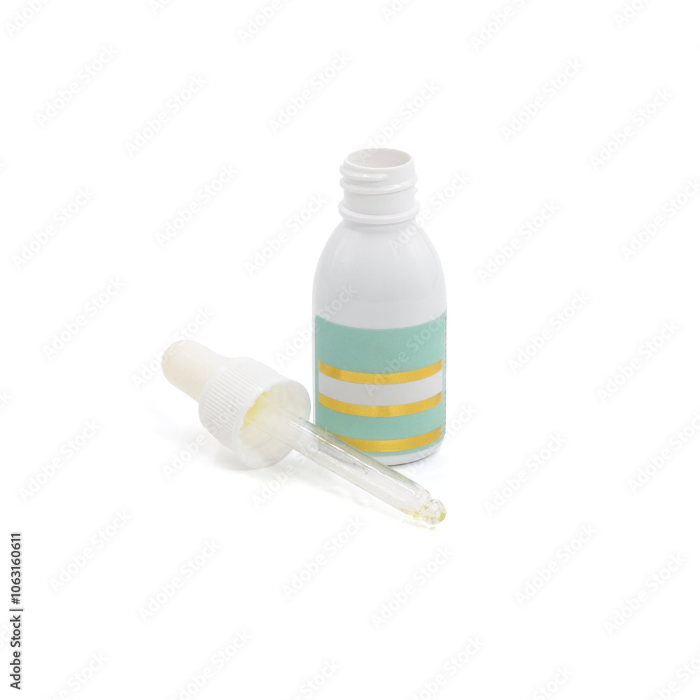 A bottle of cosmetics, oils for hair, body, and nail care. Jar for cosmetics with a field for the name. Isolated object for advertising on a white background. A bottle of cosmetics, oils for hair, body, and nail care. Jar for cosmetics with a field for the name. Isolated object for advertising on a white background.