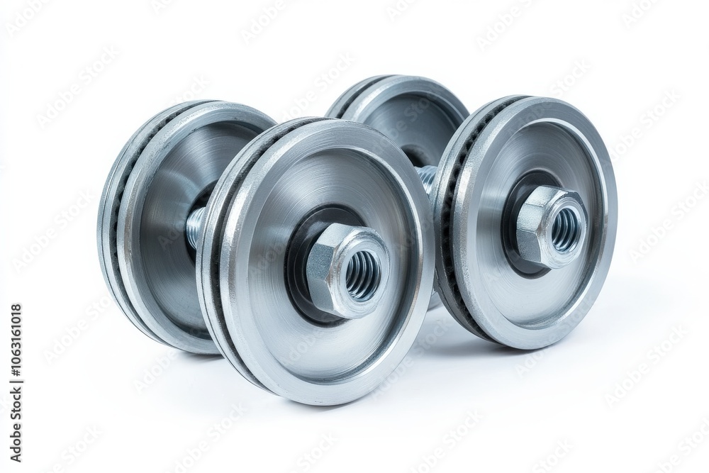 Caster Wheels. Heavy Duty Metal Wheels with Mounting Plate Isolated on White Background Caster Wheels. Heavy Duty Metal Wheels with Mounting Plate Isolated on White Background