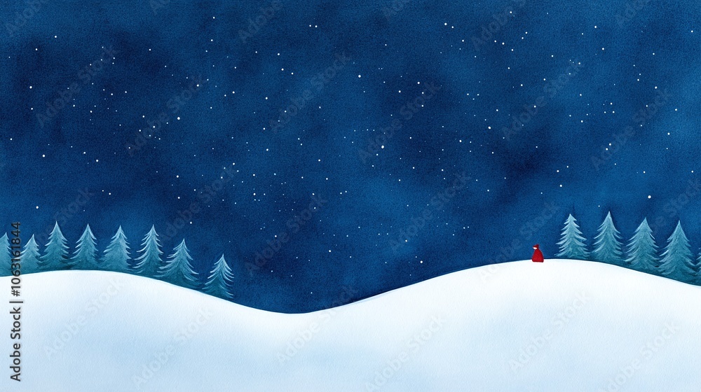 Naklejka premium Artistic Christmas Holiday Card with Winter Landscape