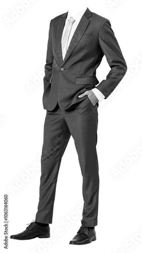 Headless businessman png sticker, wearing suit image, transparent background