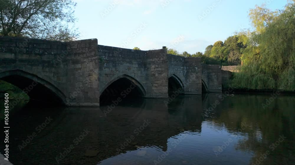 Landscape of water under bridge in Bakewell Derbyshire UK Landscape of water under bridge in Bakewell Derbyshire UK