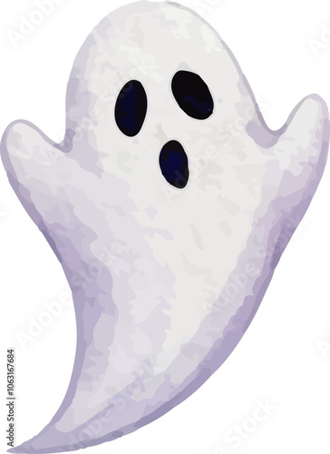 Light Purple Ghost Halloween Watercolor Illustration