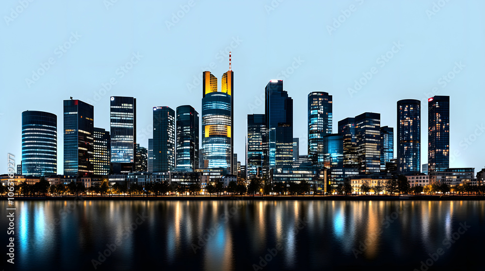 Obraz premium panoramic night city skyline isolated without background