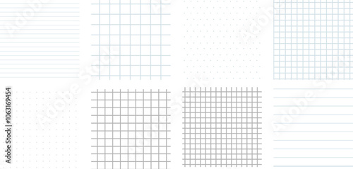 Grid empty background, square, line dot graph paper, school math sheet, grid paper sheet. Memo list, bullet journal list blank, architectural graph