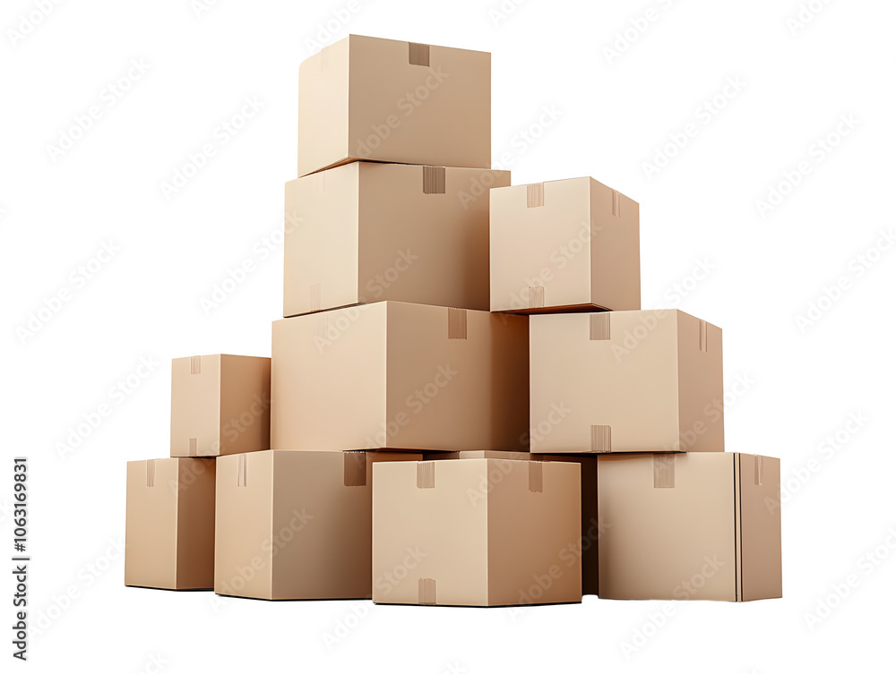 stack of cardboard boxes isolated on transparent background stack of cardboard boxes isolated on transparent background