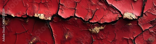 Red Paint Peeling and Cracking on a Surface photo