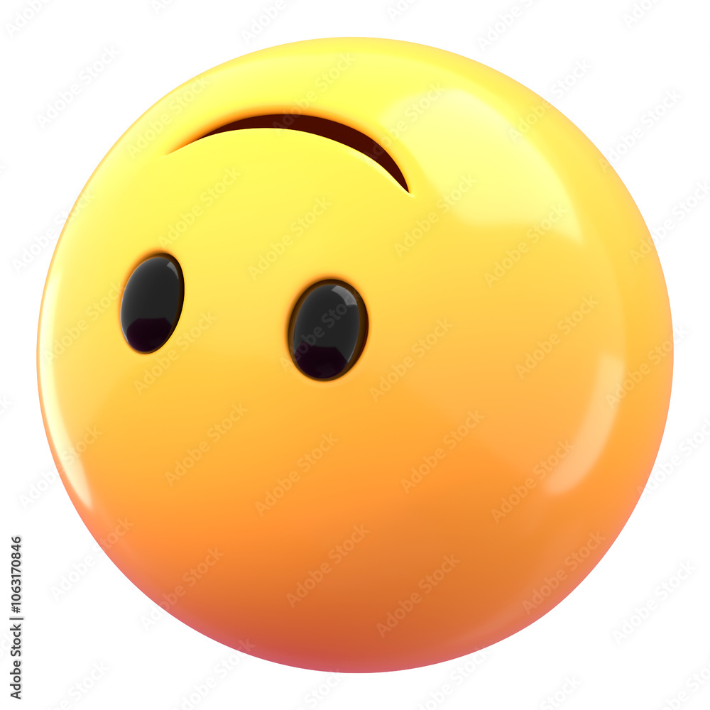 Fototapeta premium Upside down face 3D png emoticon sticker, transparent background