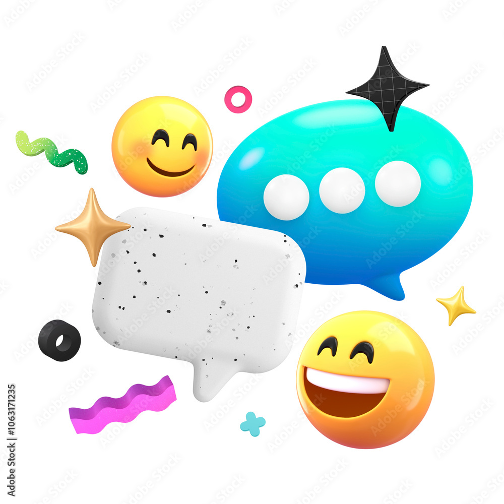 Social media emoticons png sticker, 3D rendering graphics, transparent background Social media emoticons png sticker, 3D rendering graphics, transparent background