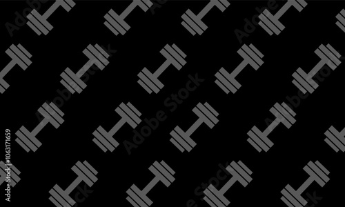 Dumbbell pattern isolated on black background. barbell pattern Background. flat illustration barbell pattern background