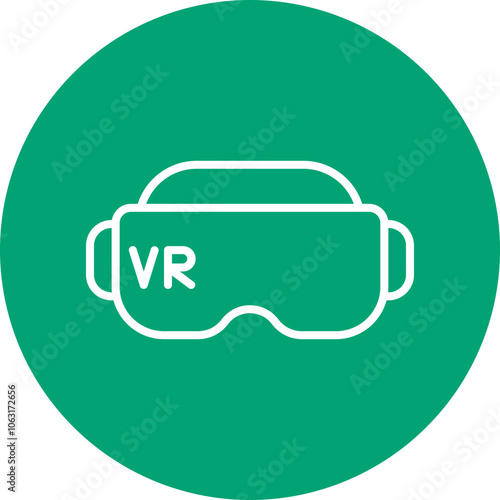 Vr goggles line circle icon