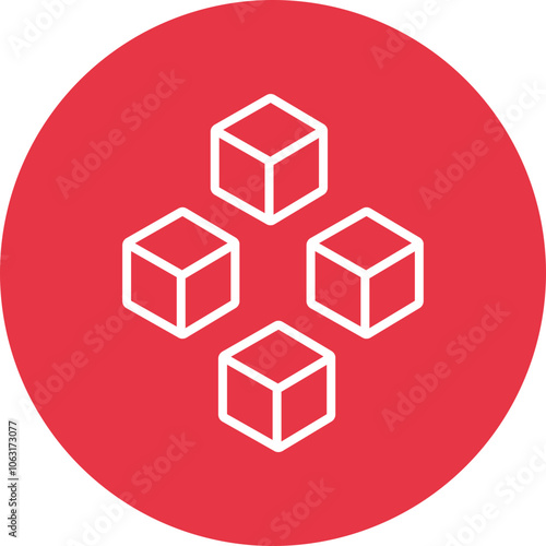 3D Cube line circle icon