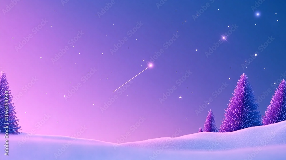 Fototapeta premium Serene Winter Landscape with Shooting Star