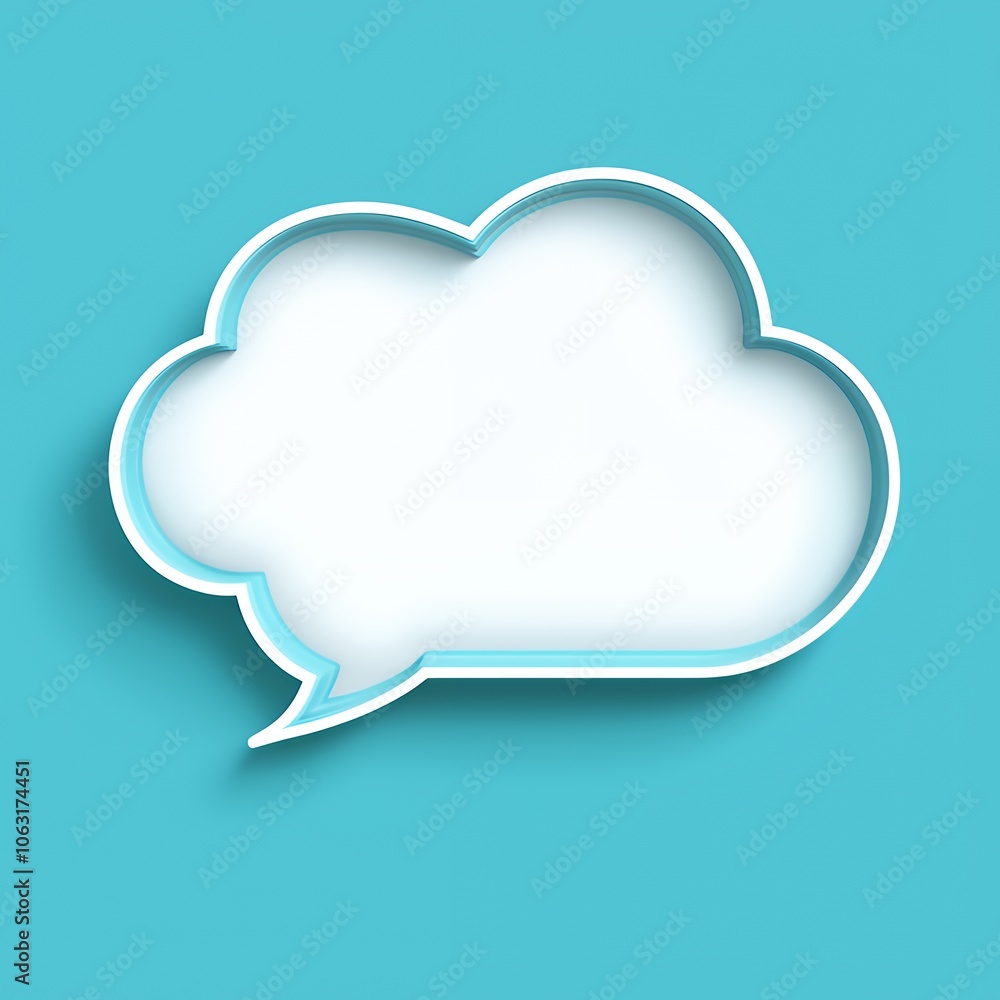 White 3D speech bubble on blue background. White 3D speech bubble on blue background.