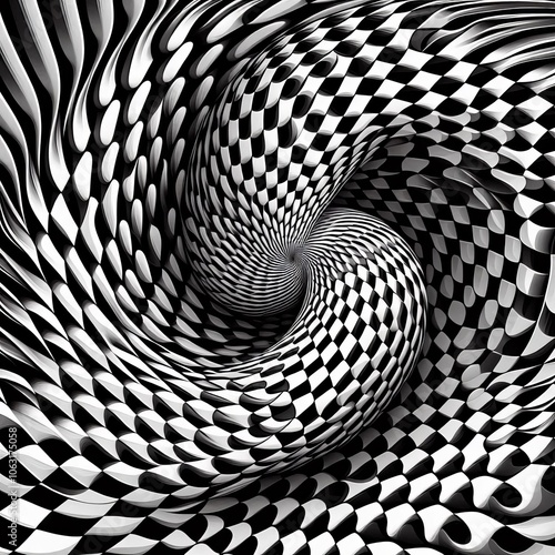 Op Art Checkerboard Distortion – A checkerboard pattern distor photo