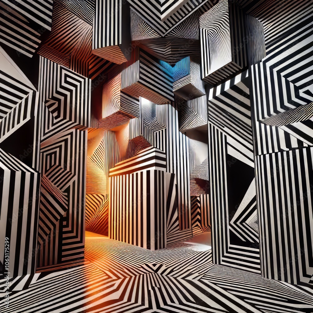 Op Art Optical Illusions The walls are covered in op art designs Op Art Optical Illusions The walls are covered in op art designs