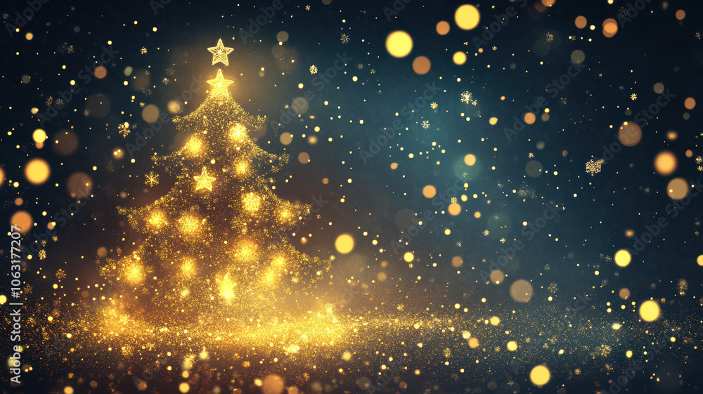 Obraz premium Christmas lights and snowflakes on blue vector background