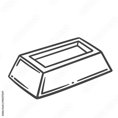 One gold bar line icon. Outline hand drawn flat luxury bullion, golden brick of benefit, heavy ingot. Success investment and wealth, savings mascot, kilo of pure gold icon vector illustration