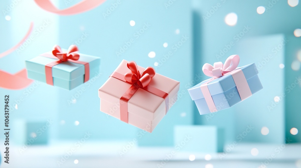Trio of Pastel Gift Boxes in Soft Colors Trio of Pastel Gift Boxes in Soft Colors