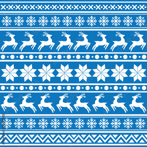 Seamless Scandinavian pattern for Christmas and New Year for winter hat, ugly sweater, jumper, paper or other designs.