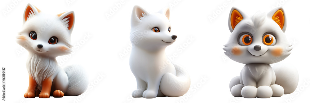 a cute arctic fox icon coastal animal 3D ing isolated on white and transparent background a cute arctic fox icon coastal animal 3D ing isolated on white and transparent background