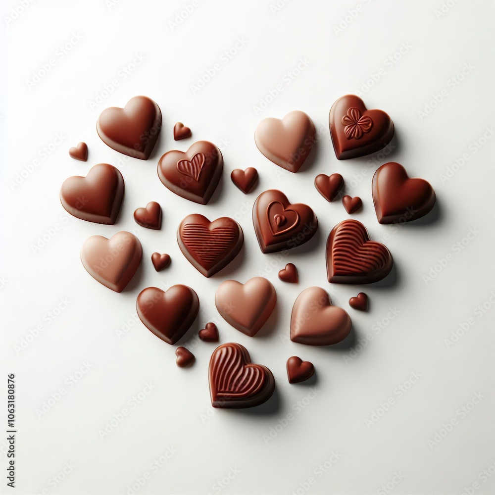 A few simple heart-shaped chocolates on a white background, for Valentine's Day, February 14, plenty of free space for text. A few simple heart-shaped chocolates on a white background, for Valentine's Day, February 14, plenty of free space for text.